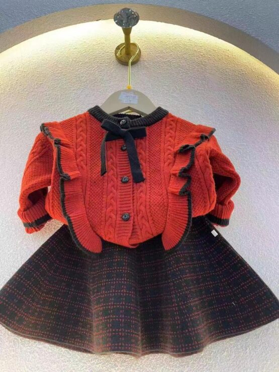 Baby Woolen Skirt Fancy 2Pcs Suit